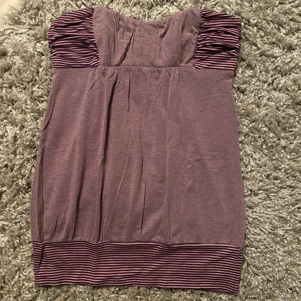Arden B Purple Striped Strapless Top EUC Sz L